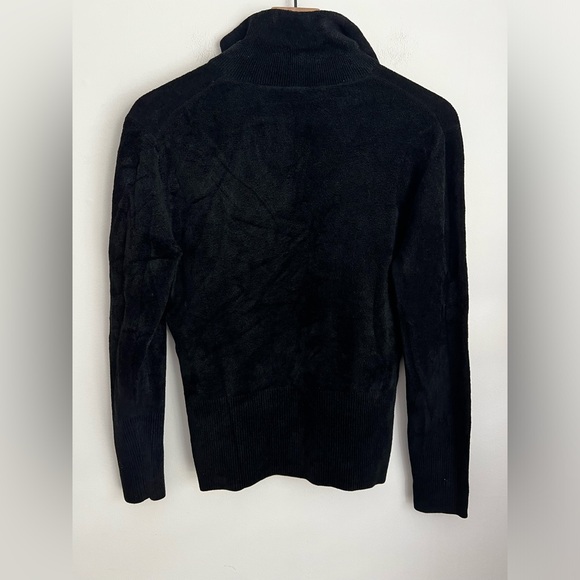 Lafayette 148 black half zip terry sweater long sleeve soft comfy high neck S - Picture 4 of 5